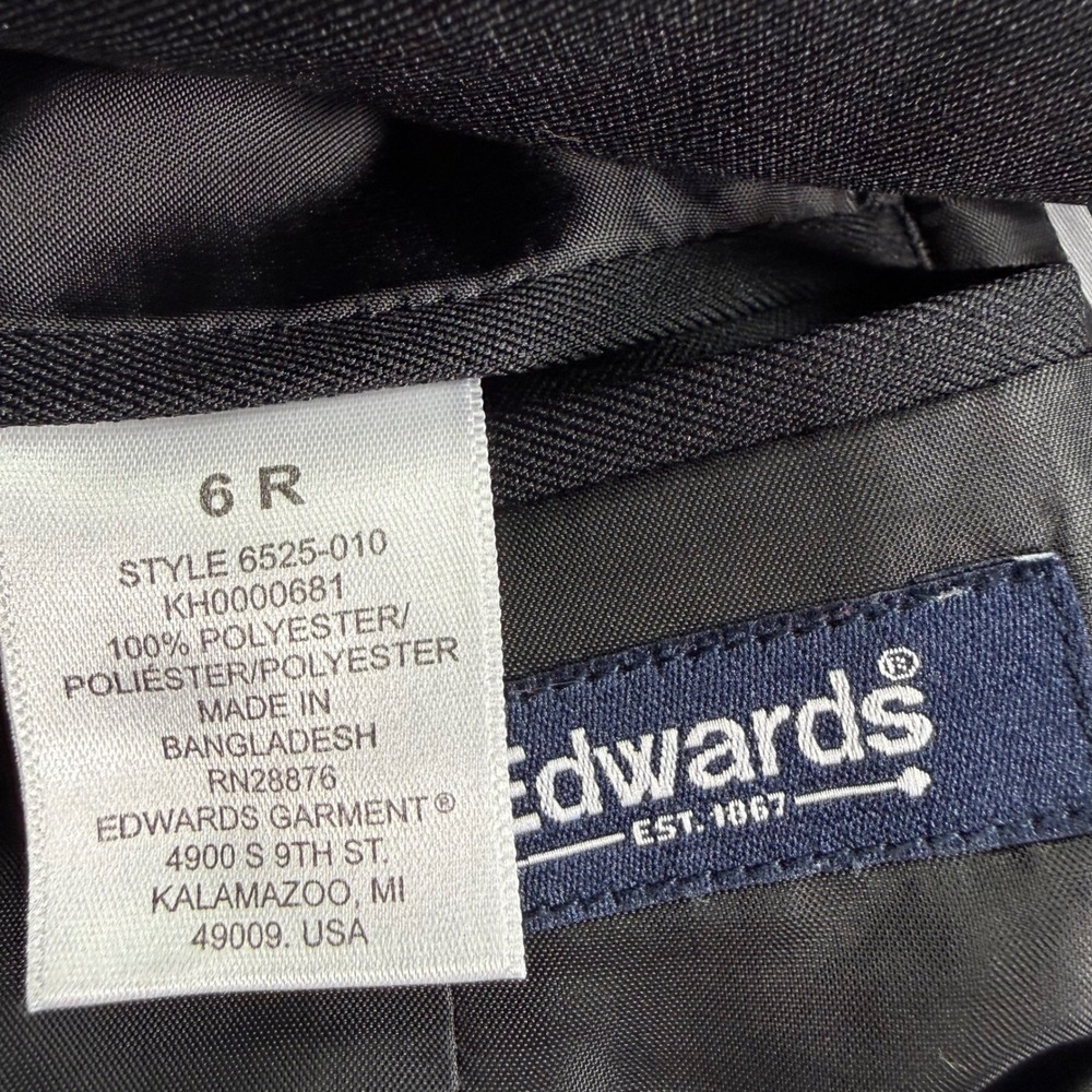 Edwards Blazer 6R Black Two Button Notch Lapel Kids - Picture 4 of 7